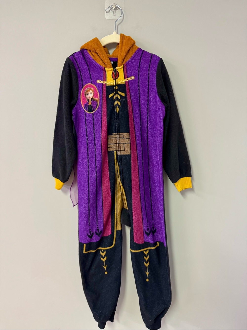 Disney Purple, Black & Gold Anna Hooded Kids Onesie